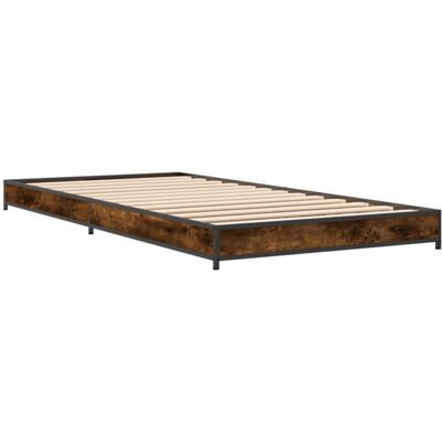 vidaXL Bed Frame Smoked Oak 100x200 cm - Bed Type vidaXL Bed Frame Smoked Oak 100x200 cm - Bed Type