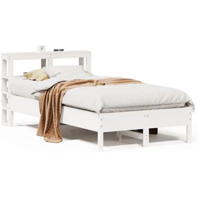 vidaXL Bed Frame with Headboard Bed White 90x190 cm Single Solid Wood Pine vidaXL Bed Frame with Headboard Bed White 90x190 cm Single Solid Wood Pine