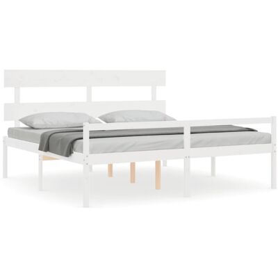 vidaXL White 180x200 cm Wooden Bed Frame - Senior, Solid Pine vidaXL White 180x200 cm Wooden Bed Frame - Senior, Solid Pine