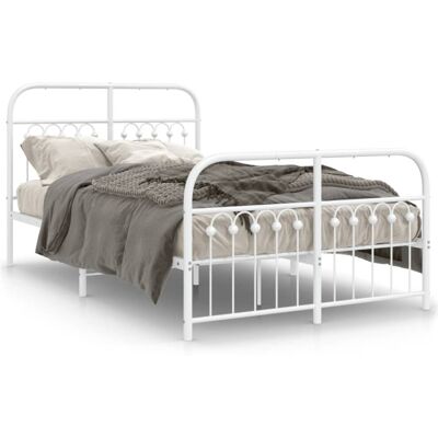 vidaXL Metal Bed Frame White 120x190 cm - Bed Type vidaXL Metal Bed Frame White 120x190 cm - Bed Type