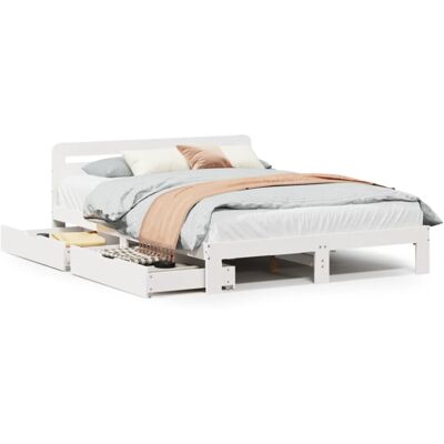 vidaXL Bed Frame without Mattress Bed Base White 160x200 cm Solid Wood Pine vidaXL Bed Frame without Mattress Bed Base White 160x200 cm Solid Wood Pine