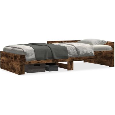 (smoked oak, 90 x 190 cm) vidaXL Bed Frame Home Bedstead Bed Base Mattress Found (smoked oak, 90 x 190 cm) vidaXL Bed Frame Home Bedstead Bed Base Mattress Found
