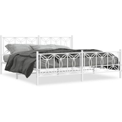 vidaXL White Metal Bed Frame 193x203cm - Bed Frame vidaXL White Metal Bed Frame 193x203cm - Bed Frame