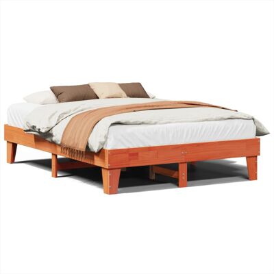vidaXL Bed Frame without Mattress Wax Brown - 150x200 cm - Bed Frame vidaXL Bed Frame without Mattress Wax Brown - 150x200 cm - Bed Frame