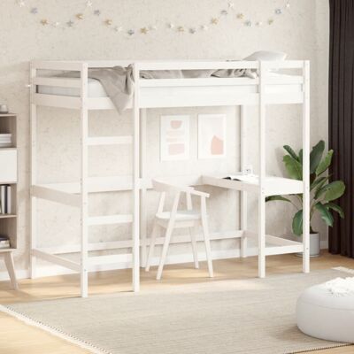 vidaXL Loft Bed without Mattress White 90x200 cm Solid Wood Pine vidaXL Loft Bed without Mattress White 90x200 cm Solid Wood Pine