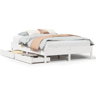 vidaXL Bed Frame White 120x200 cm Solid Wood Pine - Bed Frame vidaXL Bed Frame White 120x200 cm Solid Wood Pine - Bed Frame