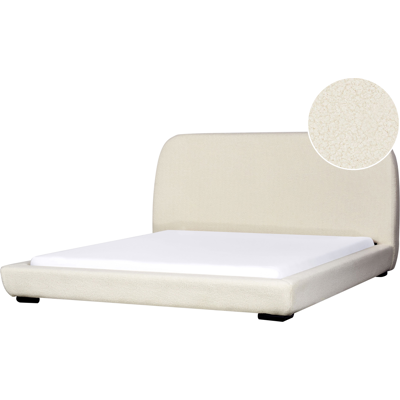 Beliani Bed with Beige Bouclé Upholstery - Traditional Style Beliani Bed with Beige Bouclé Upholstery - Traditional Style