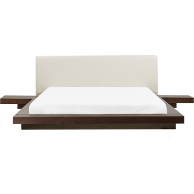 Beliani Waterbed EU King Size Faux Leather Dark Wood - Waterbed Beliani Waterbed EU King Size Faux Leather Dark Wood - Waterbed