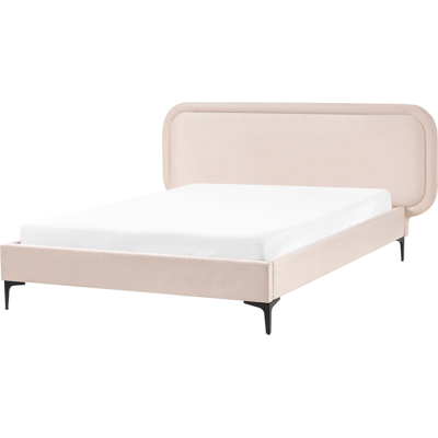 Beliani Bed - Velvet Light Beige 140x200cm Modern Beliani Bed - Velvet Light Beige 140x200cm Modern