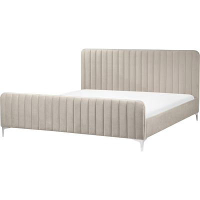 Beliani Bed Taupe Velvet EU Super King Size - Bed Beliani Bed Taupe Velvet EU Super King Size - Bed