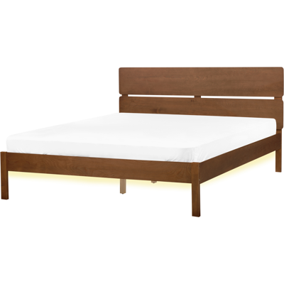 Beliani Bed with LED Light Rubberwood King Size - Bed Beliani Bed with LED Light Rubberwood King Size - Bed