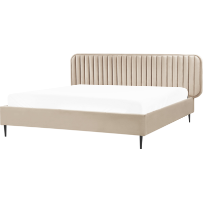 Beliani Brin Grayish Brown Velvet Modern Bed 180x200cm Beliani Brin Grayish Brown Velvet Modern Bed 180x200cm