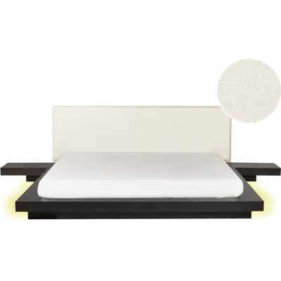 BELIANI Modern LED Bed with Nightstands - Dark Wood - 180x200cm BELIANI Modern LED Bed with Nightstands - Dark Wood - 180x200cm