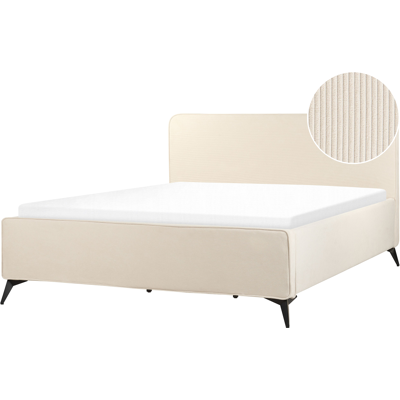 Beliani Bed VALOGNES - Light Beige, 180x200 cm - Bed Beliani Bed VALOGNES - Light Beige, 180x200 cm - Bed