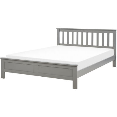Beliani Bed Frame Grey Pine Wood - Double Size Scandinavian Style Beliani Bed Frame Grey Pine Wood - Double Size Scandinavian Style