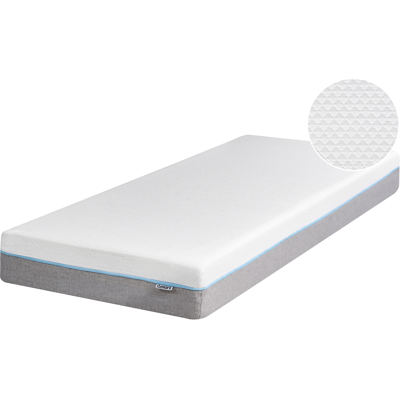 Beliani Memory Foam Mattress White with Grey Fabric - Memory Foam Mattress Beliani Memory Foam Mattress White with Grey Fabric - Memory Foam Mattress