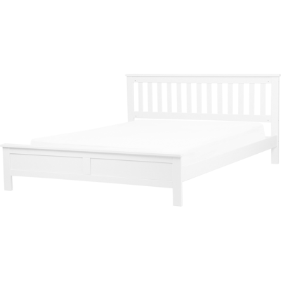 Beliani Bed White Pine Wood Super King Size - Bed Beliani Bed White Pine Wood Super King Size - Bed