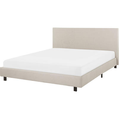 Beliani Bed EU King Beige Upholstered - Bed Beliani Bed EU King Beige Upholstered - Bed