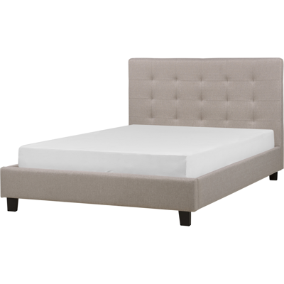 Beliani Double Size Bed Light Grey Upholstered Frame - Bed Beliani Double Size Bed Light Grey Upholstered Frame - Bed