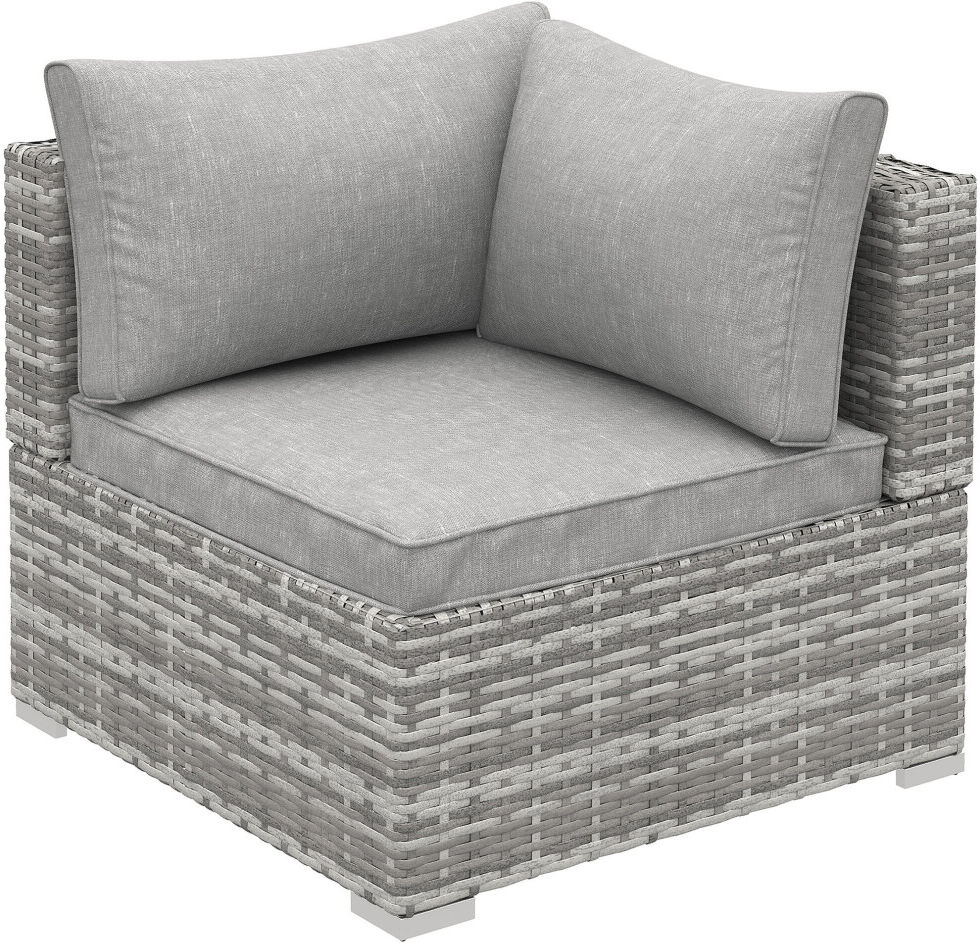 Outsunny Rattan Corner Sofa Garden Rattan Furniture Single Sofa Chair Light Grey