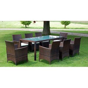 vidaXL Garden Lounge Set with Cushions 9 Piece Poly Rattan Brown Outdoor Patio vidaXL Garden Lounge Set with Cushions 9 Piece Poly Rattan Brown Outdoor Patio