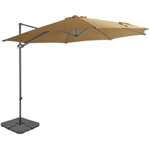 vidaXL Outdoor Umbrella with Portable Base Taupe Garden Patio Parasol Sunshade vidaXL Outdoor Umbrella with Portable Base Taupe Garden Patio Parasol Sunshade