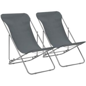 vidaXL 44361 Grey Foldable Beach Chair - Beach Chair vidaXL 44361 Grey Foldable Beach Chair - Beach Chair