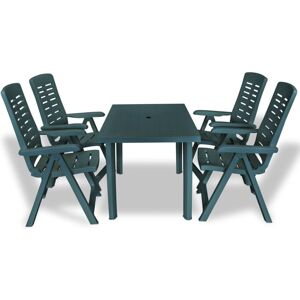 vidaXL Outdoor Dining Set 5 Piece 126x76x72cm Green Garden Table Folding Chair vidaXL Outdoor Dining Set 5 Piece 126x76x72cm Green Garden Table Folding Chair