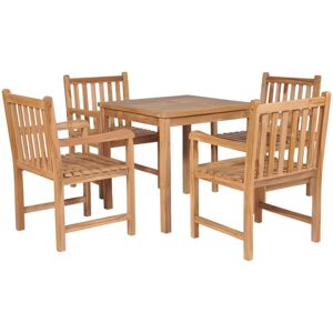 vidaXL Solid Teak Wood 5 Piece Outdoor Dining Set Garden Furniture Table Chair vidaXL Solid Teak Wood 5 Piece Outdoor Dining Set Garden Furniture Table Chair