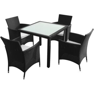 VidaXL Outdoor Dining Set 9 Pieces Poly Rattan Black Glass Table - Outdoor Dining Set VidaXL Outdoor Dining Set 9 Pieces Poly Rattan Black Glass Table - Outdoor Dining Set
