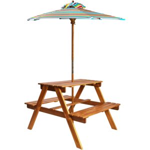vidaXL Solid Acacia Wood Kids Picnic Table with Parasol Garden Bench Playset vidaXL Solid Acacia Wood Kids Picnic Table with Parasol Garden Bench Playset