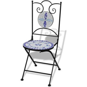 VidaXL Mosaic Bistro Chair Blue / White Set of 2 VidaXL Mosaic Bistro Chair Blue / White Set of 2