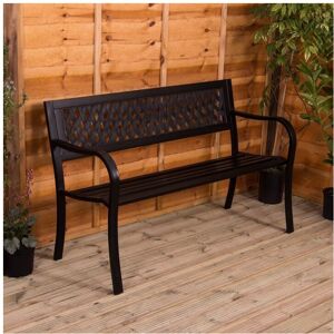 Home Discount (Lattice) 3 Seater Garden Bench Metal Seat Armrests Home Discount (Lattice) 3 Seater Garden Bench Metal Seat Armrests