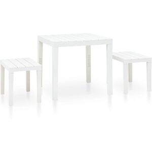 VidaXL 48777 Outdoor Furniture Set - Weatherproof Plastic, 1 Table + 2 Benches VidaXL 48777 Outdoor Furniture Set - Weatherproof Plastic, 1 Table + 2 Benches