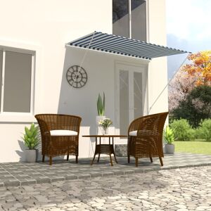 vidaXL Retractable Awning 250x150cm Blue and White Canopy Shade Sun Screen vidaXL Retractable Awning 250x150cm Blue and White Canopy Shade Sun Screen