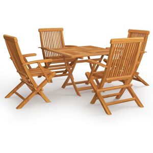 vidaXL Solid Teak Wood Garden Dining Set 5 Piece Patio Outdoor Furniture Set vidaXL Solid Teak Wood Garden Dining Set 5 Piece Patio Outdoor Furniture Set