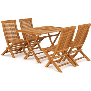 vidaXL Solid Teak Wood Garden Dining Set 5 Piece Table and Chair Furniture vidaXL Solid Teak Wood Garden Dining Set 5 Piece Table and Chair Furniture
