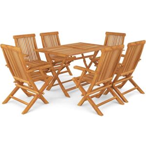 vidaXL Solid Teak Wood Garden Dining Set 7 Piece Furniture Table and Chair vidaXL Solid Teak Wood Garden Dining Set 7 Piece Furniture Table and Chair