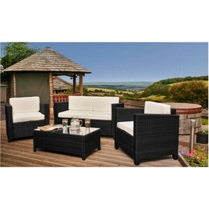 Comfy Living (Black, Without Cover) Rattan 4 seat Wicker Weave Garden Furniture Comfy Living (Black, Without Cover) Rattan 4 seat Wicker Weave Garden Furniture