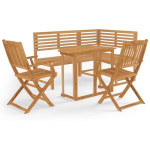 vidaXL Solid Acacia Wood Bistro Set 4 Piece Outdoor Furniture Table and Bench vidaXL Solid Acacia Wood Bistro Set 4 Piece Outdoor Furniture Table and Bench