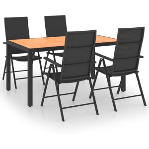 vidaXL Garden Dining Set 5 Piece Black and Brown Table and Chairs Outdoor Seat vidaXL Garden Dining Set 5 Piece Black and Brown Table and Chairs Outdoor Seat