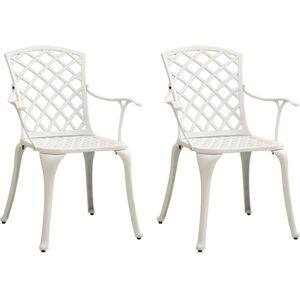 vidaXL Garden Chairs 2 pcs Cast Aluminium White - Garden Chairs vidaXL Garden Chairs 2 pcs Cast Aluminium White - Garden Chairs