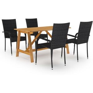 vidaXL Garden Dining Set 5 Piece Black Patio Outdoor Dinner Table and Chairs vidaXL Garden Dining Set 5 Piece Black Patio Outdoor Dinner Table and Chairs