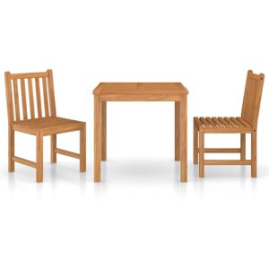 vidaXL Solid Teak Wood Garden Dining Set 3 Piece Outdoor Table and Chairs vidaXL Solid Teak Wood Garden Dining Set 3 Piece Outdoor Table and Chairs
