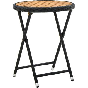 vidaXL Solid Acacia Wood Tea Table Black 60 cm Poly Rattan Outdoor Furniture vidaXL Solid Acacia Wood Tea Table Black 60 cm Poly Rattan Outdoor Furniture