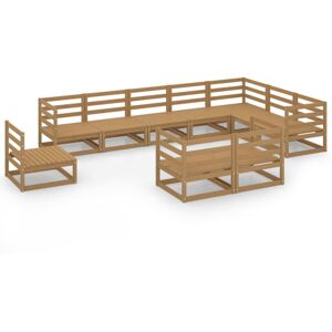 vidaXL Solid Pinewood Garden Lounge Set 10 Piece Honey Brown Wooden Lounge Set vidaXL Solid Pinewood Garden Lounge Set 10 Piece Honey Brown Wooden Lounge Set