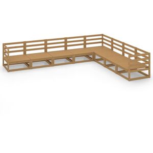 vidaXL Solid Pinewood Garden Lounge Set 8 Piece Honey Brown Wooden Lounge Set vidaXL Solid Pinewood Garden Lounge Set 8 Piece Honey Brown Wooden Lounge Set