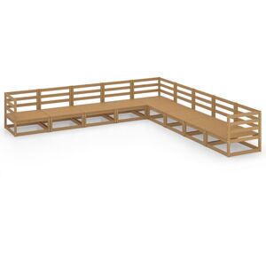 vidaXL Solid Pinewood Garden Lounge Set 9 Piece Honey Brown Wooden Lounge Set vidaXL Solid Pinewood Garden Lounge Set 9 Piece Honey Brown Wooden Lounge Set