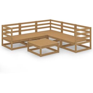 vidaXL Garden Lounge Set Wooden Lounge Set 6 Piece Honey Brown Solid Wood Pine vidaXL Garden Lounge Set Wooden Lounge Set 6 Piece Honey Brown Solid Wood Pine