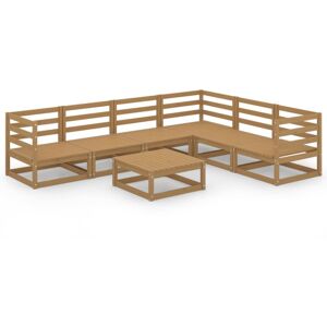 vidaXL Solid Pinewood Garden Lounge Set 7 Piece Honey Brown Outdoor Furniture vidaXL Solid Pinewood Garden Lounge Set 7 Piece Honey Brown Outdoor Furniture